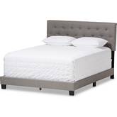 Cassandra Full Bed n Tufted Light Gray Fabric